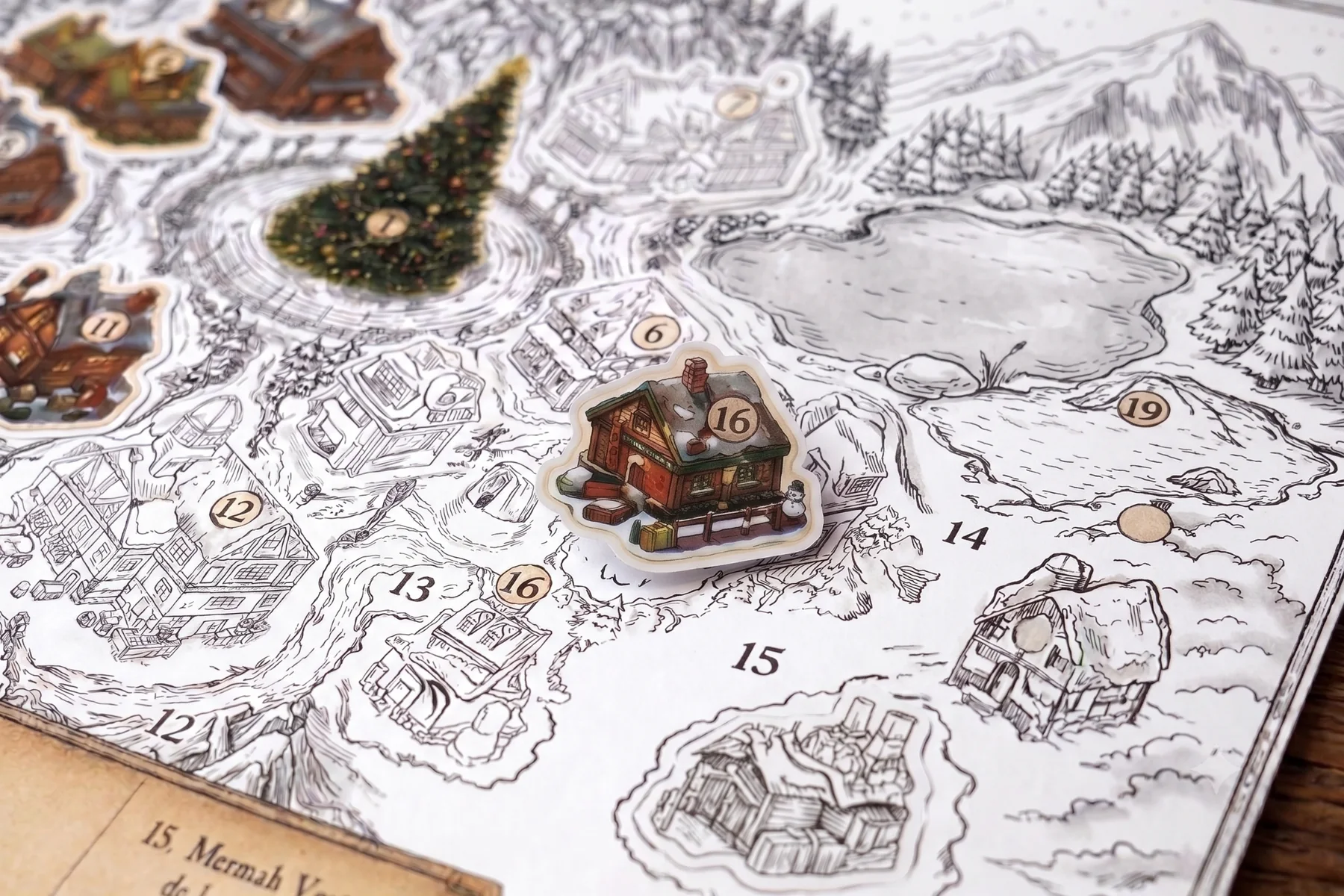 Mapa de Tintineo con pegatinas del calendario de Adviento
